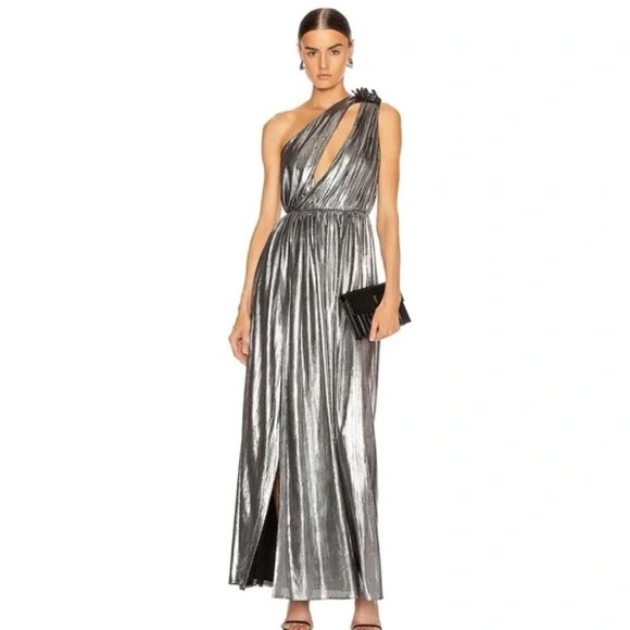 Retrofete Andrea Maxi Dress Gown Gunmetal Grey - Picture 2 of 8